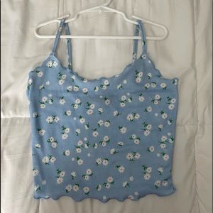 super cute floral blue cropped tank top